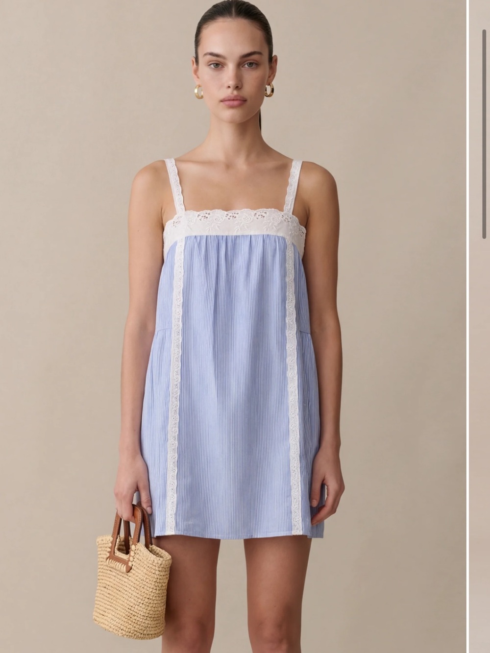 NWT Kourt Florence Cotton Lace Strap Trim Few Moda Dress Size XS